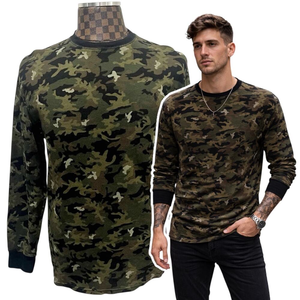Polo Ralph Lauren Camouflage Thermal Mens Size Large Shirt Waffle Base Layer
